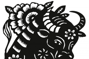 背花字体 剪纸牛 中式