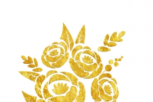 国潮风描金花朵
