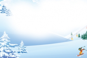卡通滑雪者手绘蓝色banner
