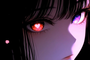 少女眼睛爱心 脸 4K壁纸