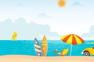 卡通夏威夷海报背景图