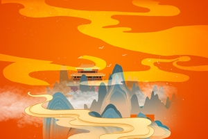 国潮手绘饺子冬至背景图元素