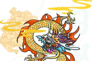 手绘祥云龙元素