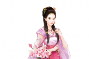 粉衣服花篮古装美女