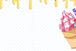 冰激凌卡通白色海报背景banner