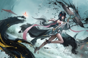 公孙离 离恨烟水墨皮肤 4k高清壁纸 3840x2160