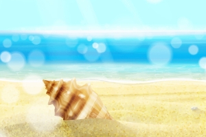 矢量卡通手绘海滩细沙背景