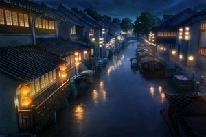 江南水乡 夜景 4k壁纸 3840x2160