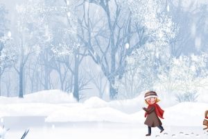 立冬滑雪文艺景色蓝色banner