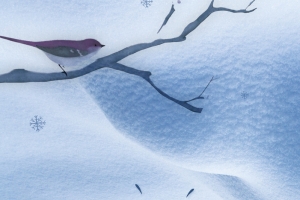 积雪底纹卡通人物背景图