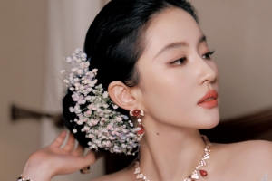 刘亦菲 头饰 花 侧脸 高清4K美女壁纸3840x2560