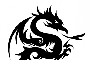 艺术剪纸黑色龙喷火