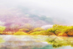 梦幻山水风景画海报banner背景