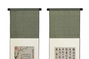 竖轴字画挂轴高清PNG透明墨迹笔触装饰素材免费下载