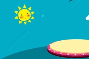 卡通舞台太阳白云母婴背景