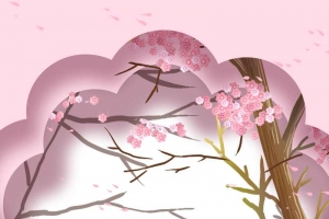 梦幻粉色梅花背景