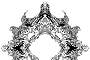神兽对称插画纹身
