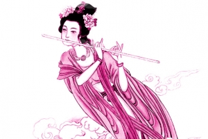 粉衣嫦娥吹箫图片