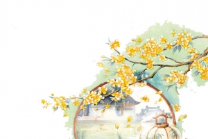 中国风窗户鱼树枝花朵灯笼
