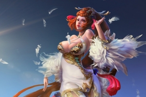 白色羽毛服饰美女