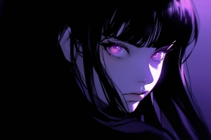 紫眼睛的动漫女孩 Anime Girl With Purple Eyes4k壁纸