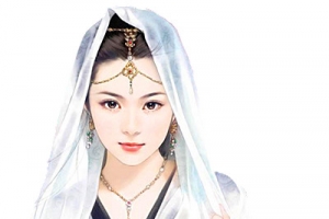 古风立绘白色头纱女子