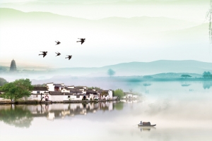 江南水乡古建筑背景模板
