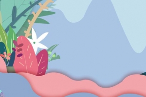 一起去郊游彩色手绘banner