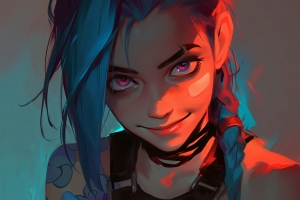 金克丝淡淡笑容2880x1800高清电脑壁纸免费下载