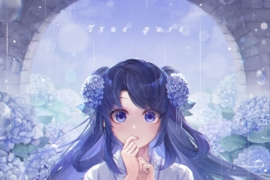 女孩子 紫阳花 汉服 雨 4k手机壁纸竖屏