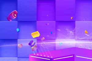 双12促销季简约几何紫色banner