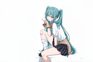 初音未来 双马尾 动漫人物 白色背景 4K壁纸 3840x2160