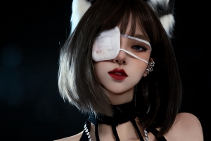 眼罩美女兽耳4K高清横屏壁纸3840x2400免费下载