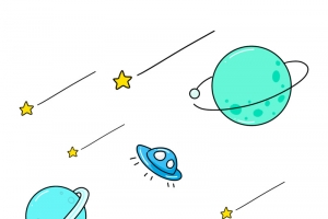 彩色卡通星球插图高清PNG透明免扣设计素材免费下载