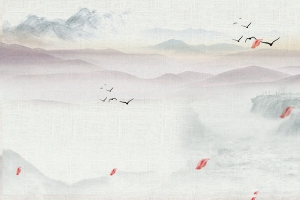 清雅水墨风山河海报背景psd
