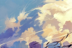 男孩大风蓝色插画
