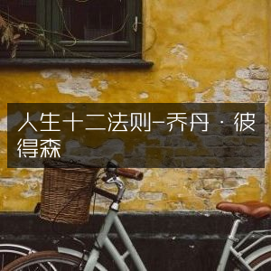 人生精进指南，乔丹·彼得森《人生十二法则》提升个人能力必读