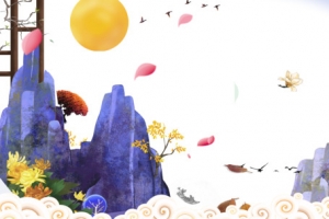 古风祥云花瓣山
