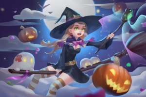 万圣节小魔女5k动漫壁纸