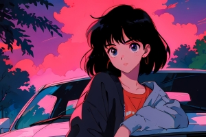 美少女 汽车 动漫风景 4K壁纸 3840x2160