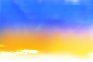 手绘蓝色夕阳海报