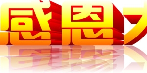 感恩大回馈黄色立体设计字体
