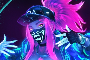 KDA女团 Akali Neon HiRes 4k手机壁纸2160x3840