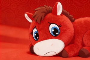 哭哭马红色背景3440x1440高清带鱼屏壁纸免费下载