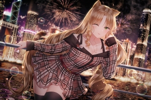 诗怀雅明日方舟 新年 烟花 4k动漫美女壁纸