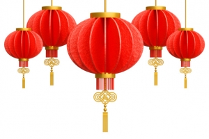 新年立体剪纸免扣红灯笼素材