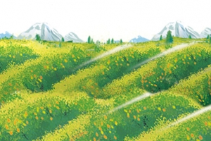 h5素材水彩画苹果园