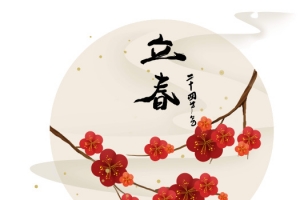 中国风二十四节气红色梅花立春元素