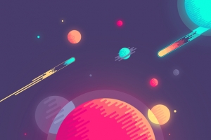 卡通星球彩色宇宙海报背景