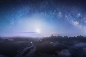 桂林山水星空夜晚风景4k壁纸